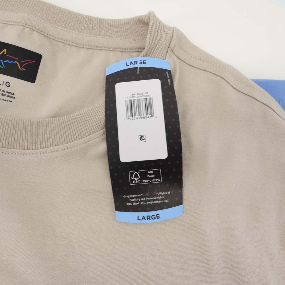 NEW Greg Norman Lot of 2 Pocket T-Shirt Blue Grey Cotton Short Sleeve Mens Large - Picture 6 of 10